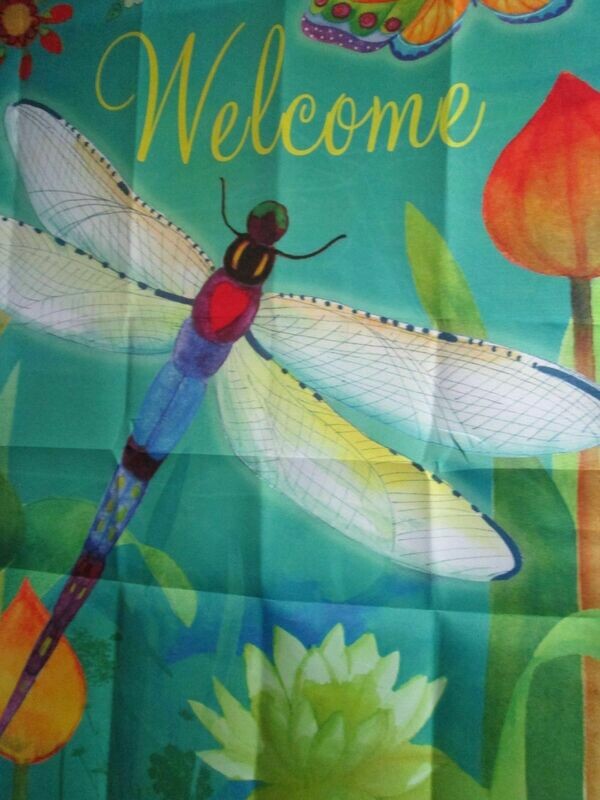 House Banner - Large Dragon Fly Welcome Approx. 28 x 40 inches