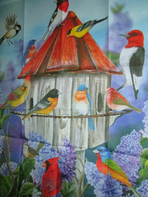 House Banner - Bird House &amp; Many Small Birds Approx. 28 x 40 inches