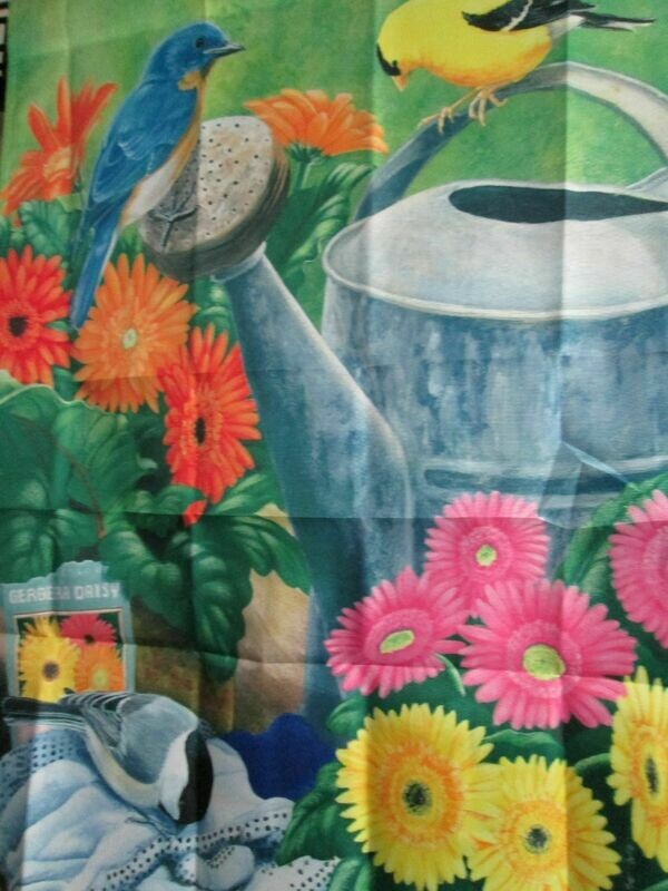 House Banner - Water Can With Birds &amp; Flowers Approx. 28 x 40 inches