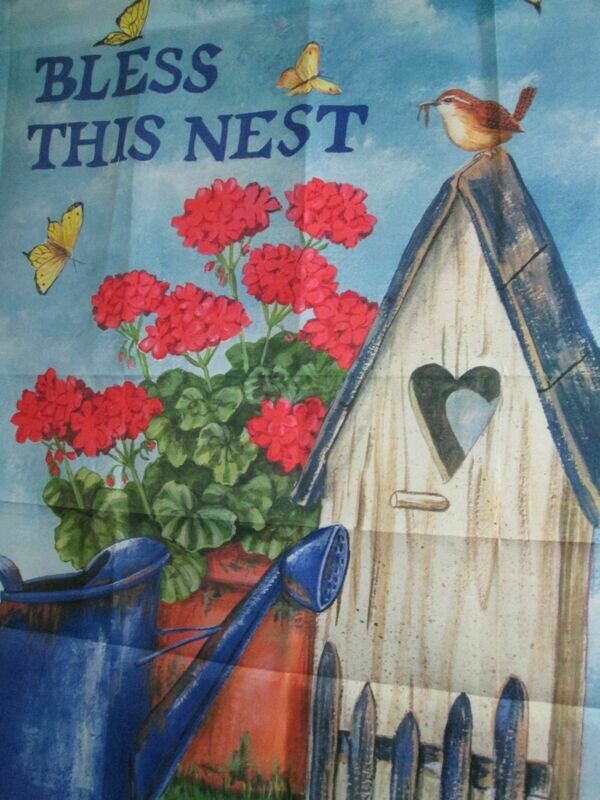 House Banner - Bless This Nest and Flowers Approx. 28 x 40 inches