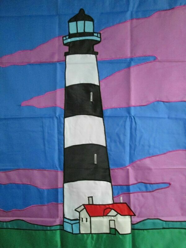 House Banner - Lighthouse with Blue &amp; Mauve Sky Approx. 28 x 40 inches