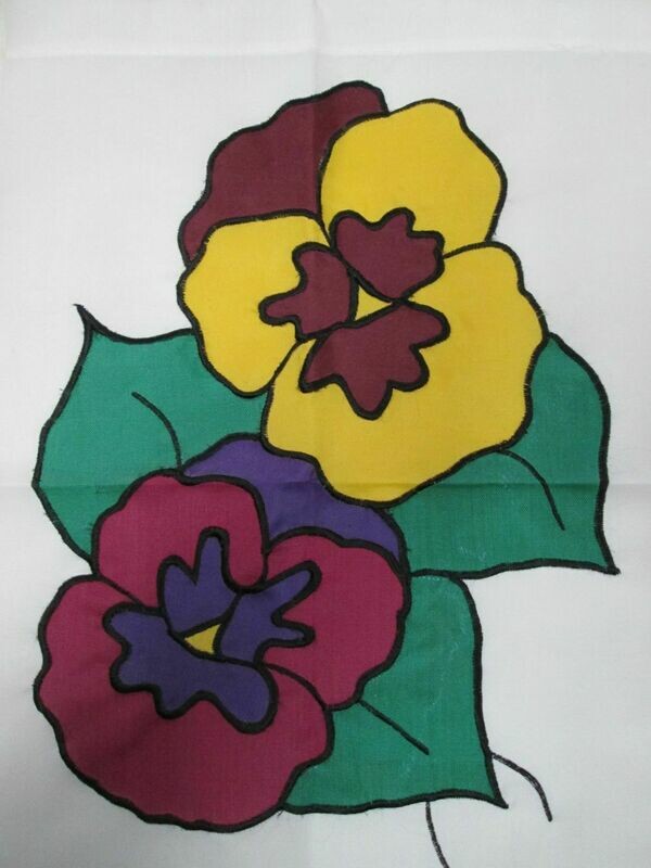 Garden Banner - Garden Banner Applique Pansy SALE Approx 11 x 17 inches