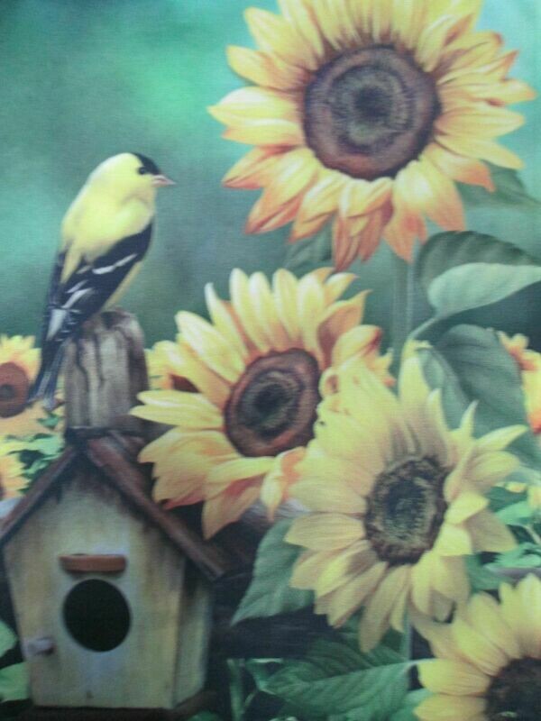Garden Banner - Gold Finch &amp; Sunflower Approx 11 x 17 inches