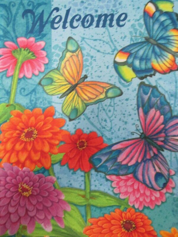 Garden Banner - Butterflies and Flowers Approx 11 x 17 inches