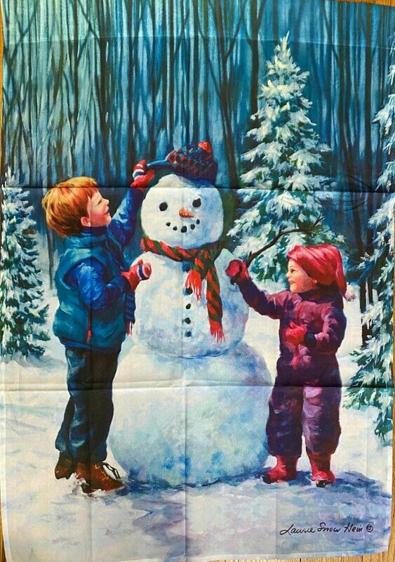 House Banner - Children and Snowman - Approx 28 x 40 Inches