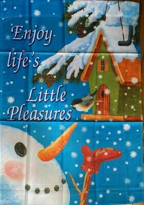 House Banner - Enjoy Lifes Little Pleasures Snowman - Approx 28 x 40 Inches