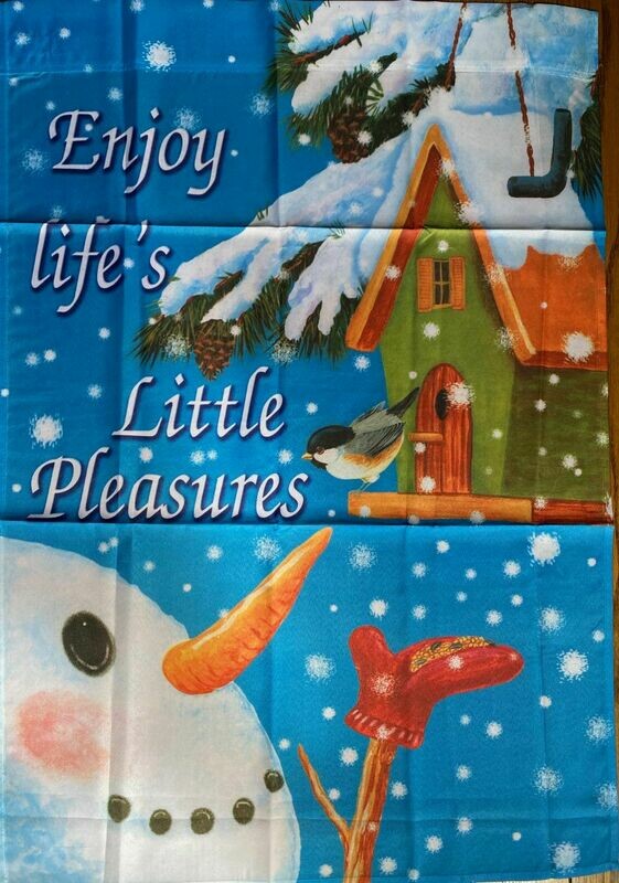 House Banner - Enjoy Lifes Little Pleasures Snowman - Approx 28 x 40 Inches