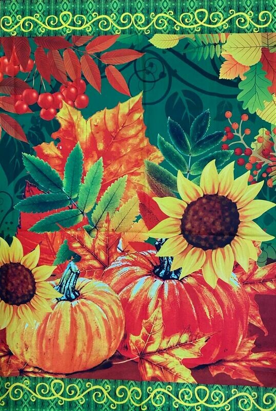 House Banner - Brilliant leaves &amp; two Sunflowers Approx 28 x 40 inches