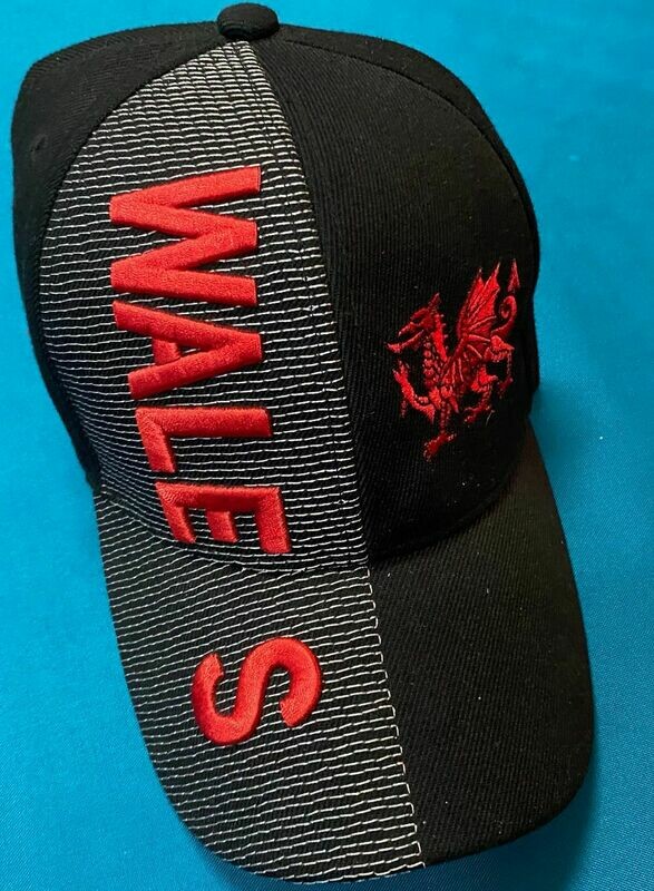 Wales Embroidered Black Hat