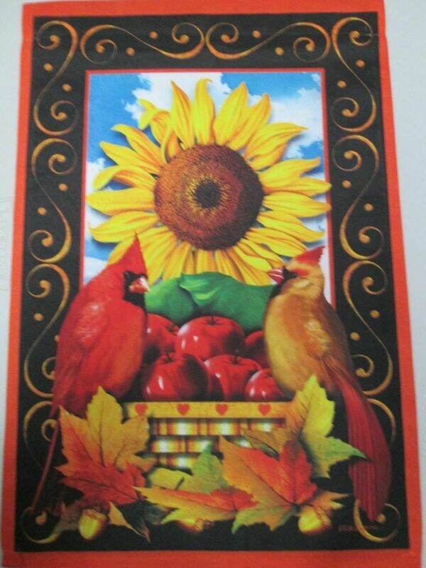 Garden Banner - Sunflower Cardinals with Border Approx 11 x 17 inches