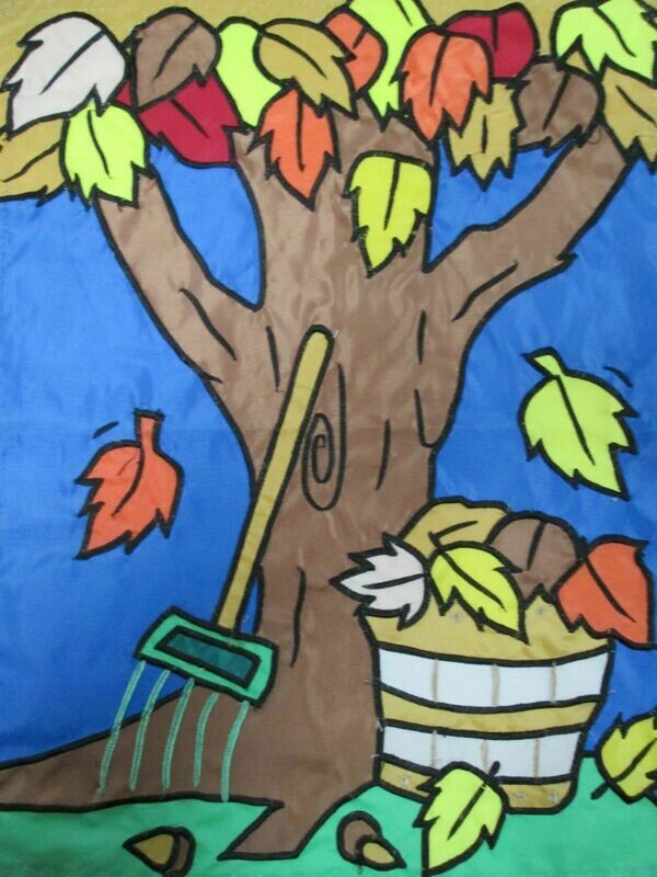 Garden Banner - Racking Autumn Falling Leaves Approx 11 x 17 inches