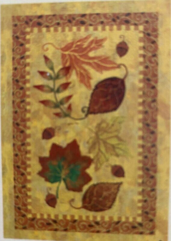Garden Banner - Tan Background &amp; Fall Leaves Approx 11 x 17 inches