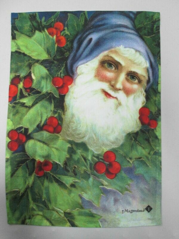 Garden Banner - Vintage Santa Face - Approx 11 x 17 inches