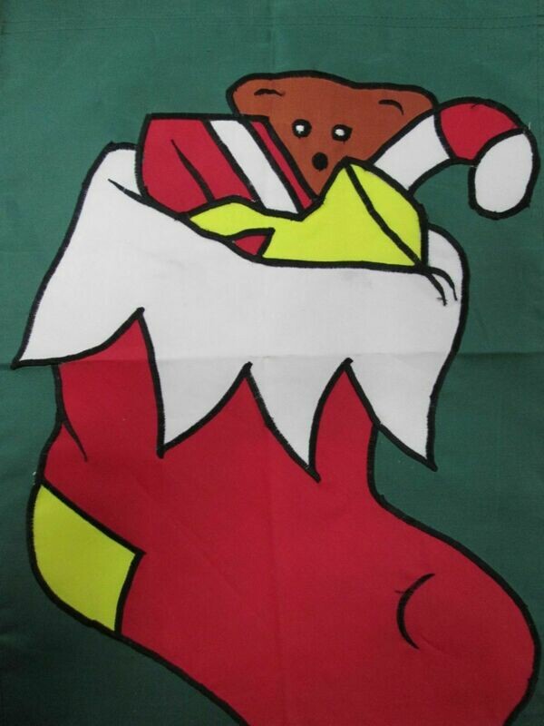 Garden Banner - Appliqued Christmas Stocking - Approx 11 x 17 inches