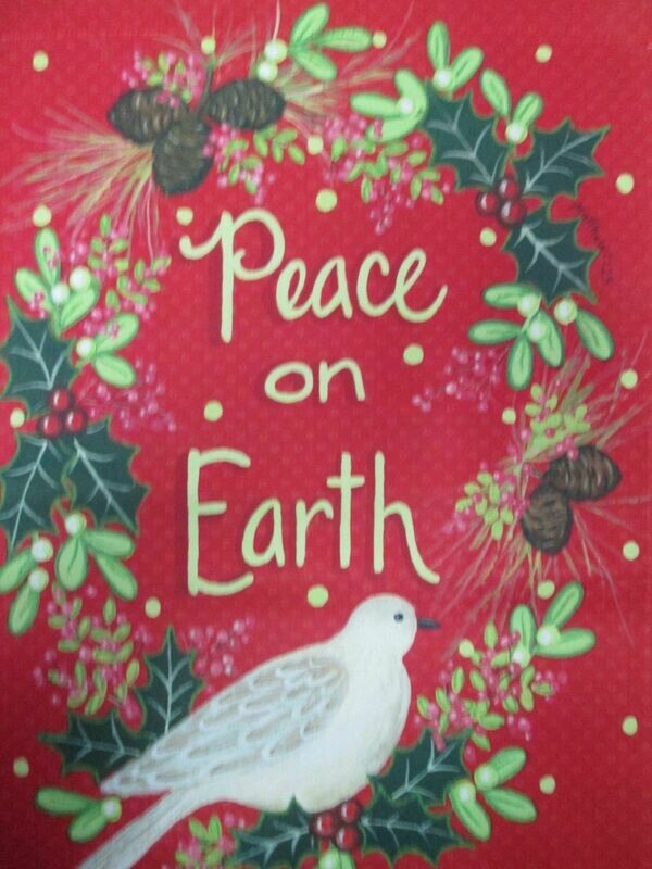 Garden Banner - Double Sided Messages - Peace &amp; Joy - Approx 11 x 17 inches