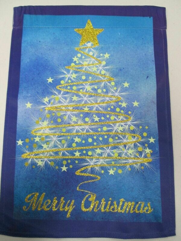 Garden Banner - Sparkling Christmas Tree - Approx 11 x 17 inches