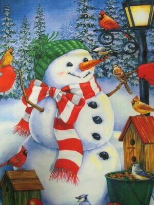 Garden Banner - Snowman &amp; Friends In Woods - Approx 11 x 17 inches