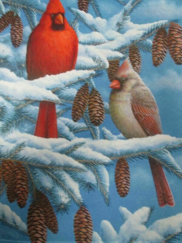 Garden Banner - Cardinals On Snowy Pine - Approx 11 x 17 inches