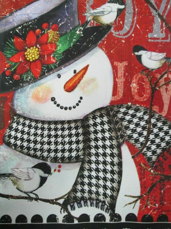 Garden Banner - Checker Scarf Snowman- Approx 11 x 17 inches