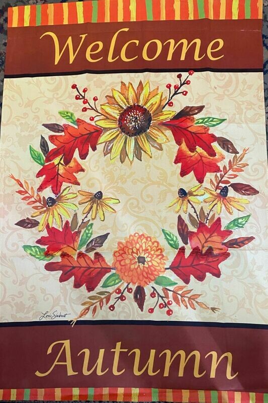House Banner - Welcome Autumn with Wreath Approx 28 x 40 inches