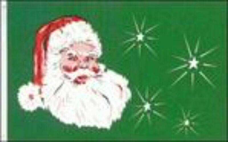 Christmas-Santa Face &amp; Stars 3x5 ft Satin Polyester