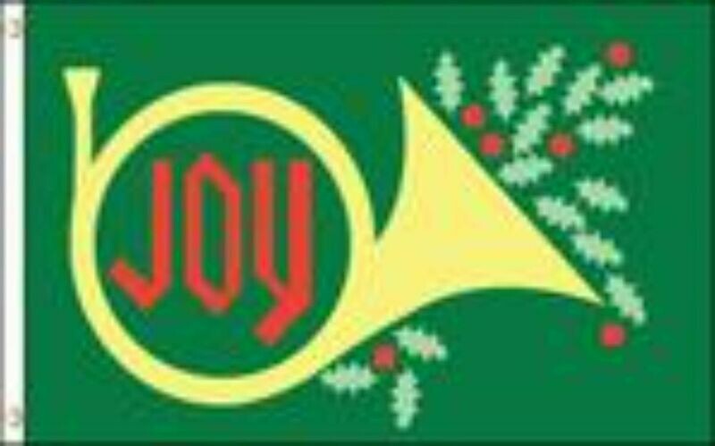 Christmas-JOY Trumpet Horn 3x5 ft Satin Polyester