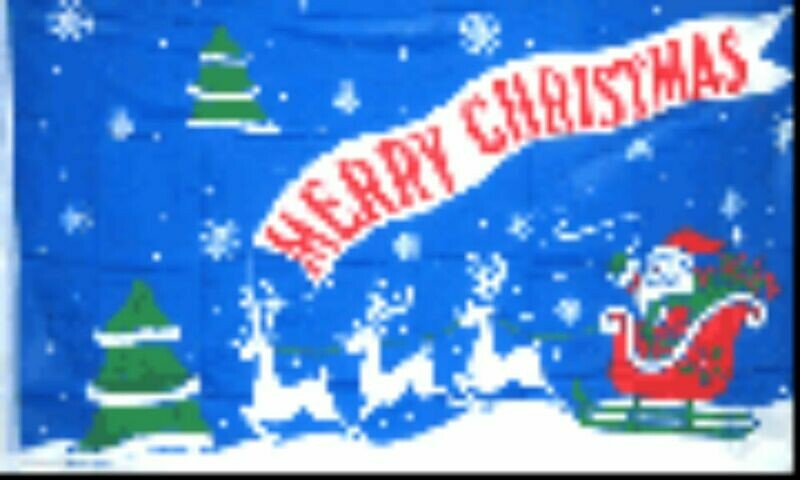 Christmas-Merry Christmas Over Santa Sleigh 3x5 ft Satin Polyester