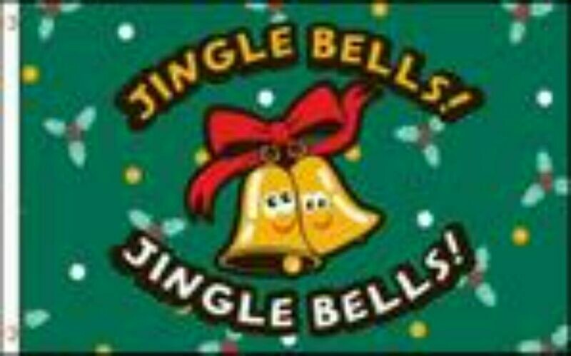 Christmas-Happy Jingle Bells 3x5 ft Satin Polyester