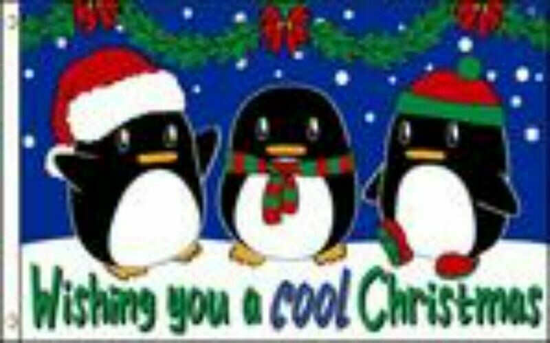 Christmas-Cool Penguins 3x5 ft Satin Polyester