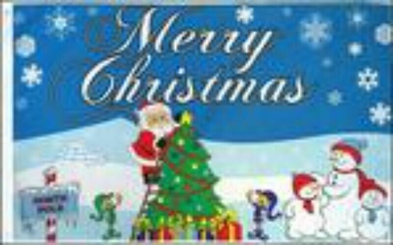 Christmas-Snowmen &amp; Santa Decorating Christmas Tree 3x5 ft Satin Polyester