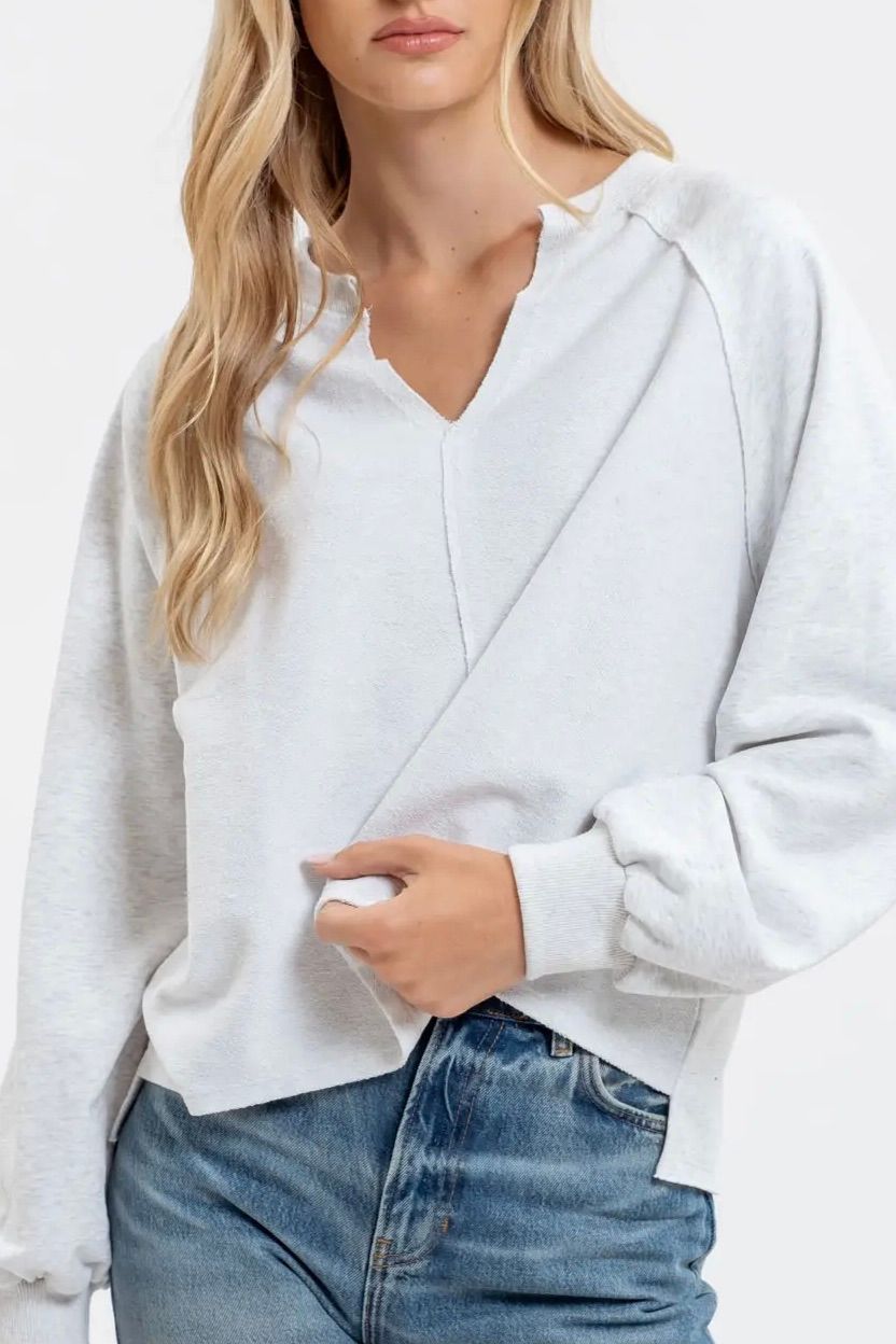 Exposed Seam Lightweight Sweatshirt - Grey Heather