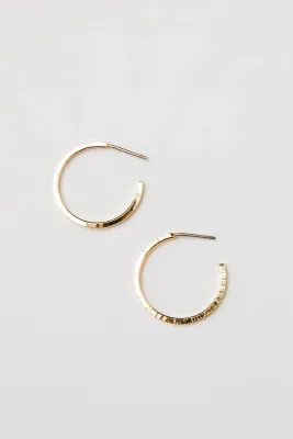 Thin Hammered Mini Hoop Earrings - Gold