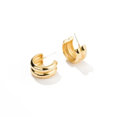 Twin Chunky Gold Hoops 