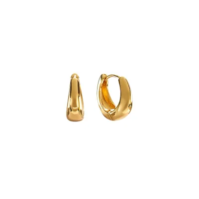 Zenith Large Tear Drop Huggie Hoop Earrings - Gold