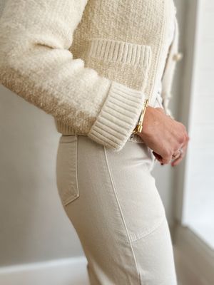 High Rise Wide Leg Utility Jean - Sea Salt