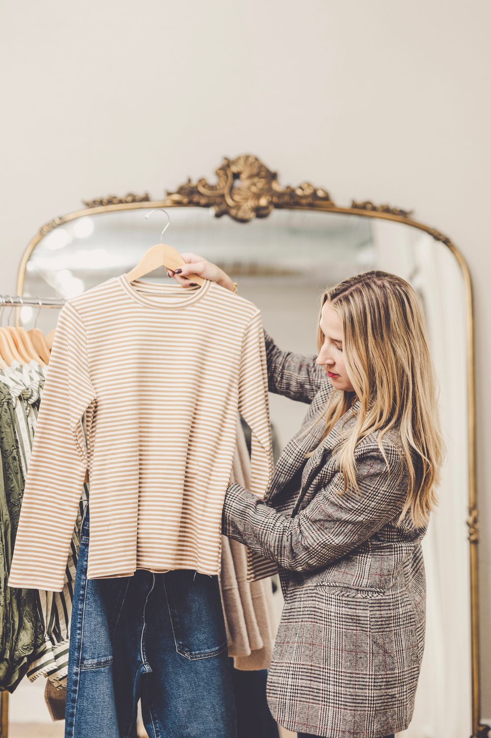 Striped Long Sleeve Tee - Taupe