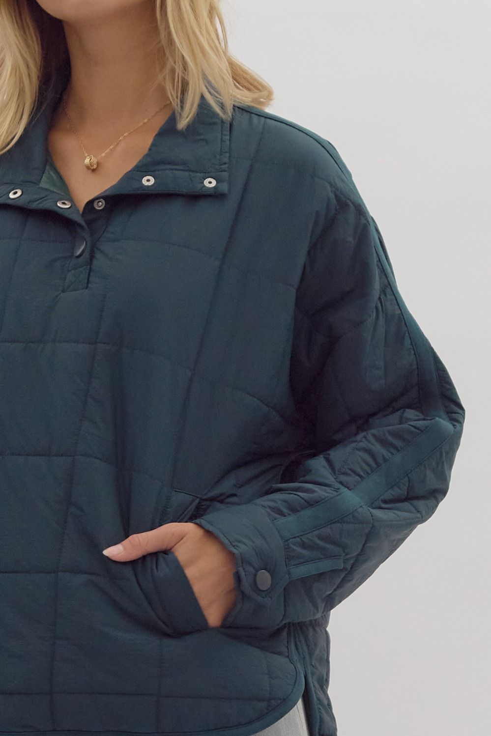 Quilted Pullover - Pine