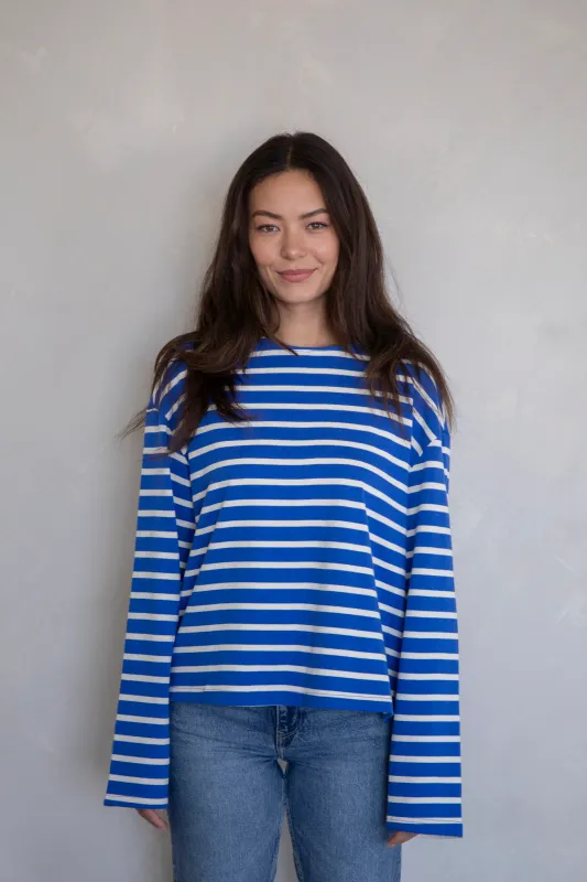 Long Sleeve Striped Tee - Royal Blue