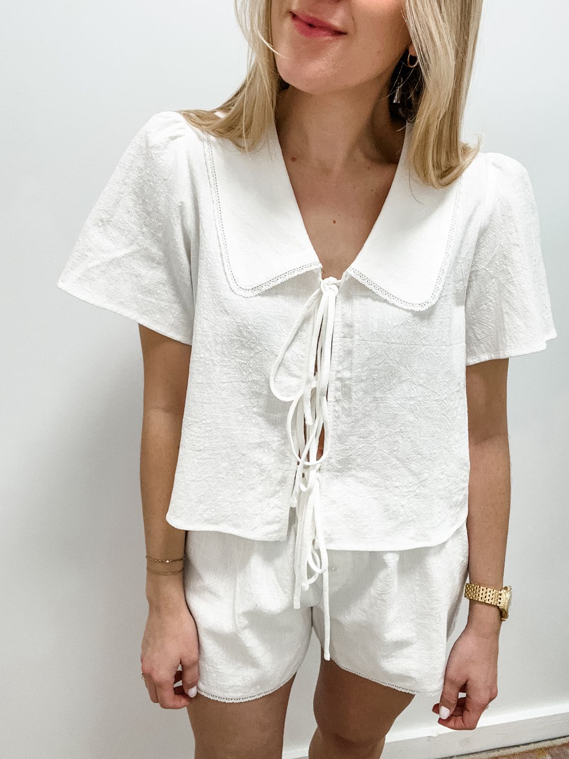 Lace Trim Boxer Shorts - Ivory
