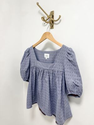 Babydoll Blouse - Dusty Blue Print