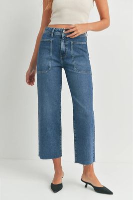 High Rise Wide Leg Utility Jean - Medium Wash