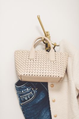 Woven Crossbody Mini Tote - Almond