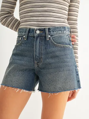 High Rise Aline Denim Short - Vintage Wash
