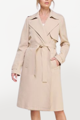 Long Open Front Trench Coat - Honey