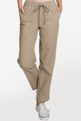 Stretch Twill Drawstring Pants - Stone