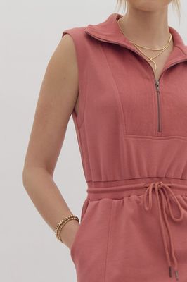 Sleeveless Collared Mini Dress - Slate Rose