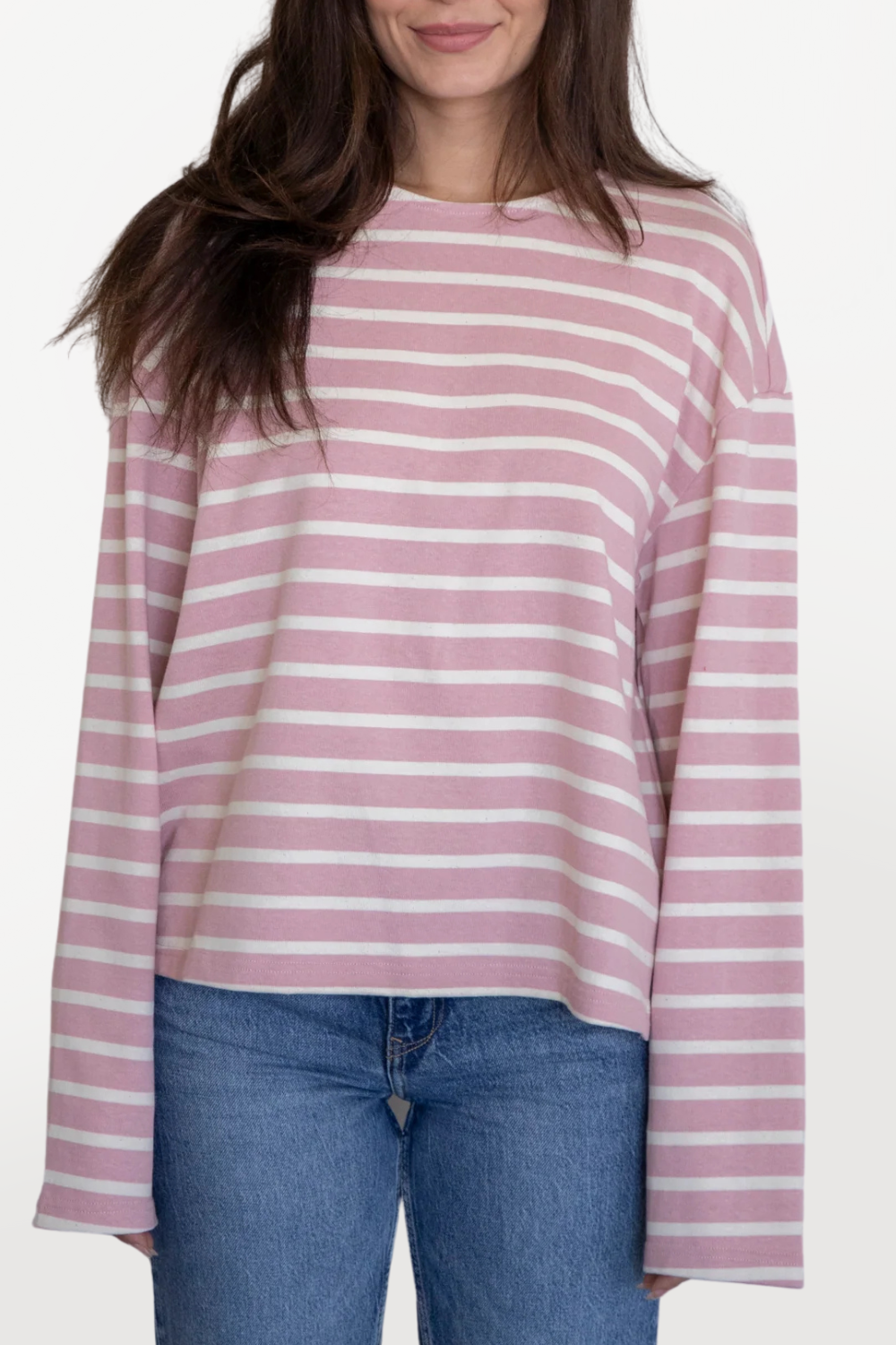Long Sleeve Striped Tee - Dusty Rose