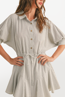 Striped Shirt Dress - Navy Stripe