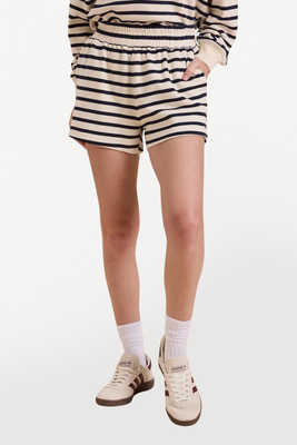 Striped French Terry Shorts - Navy