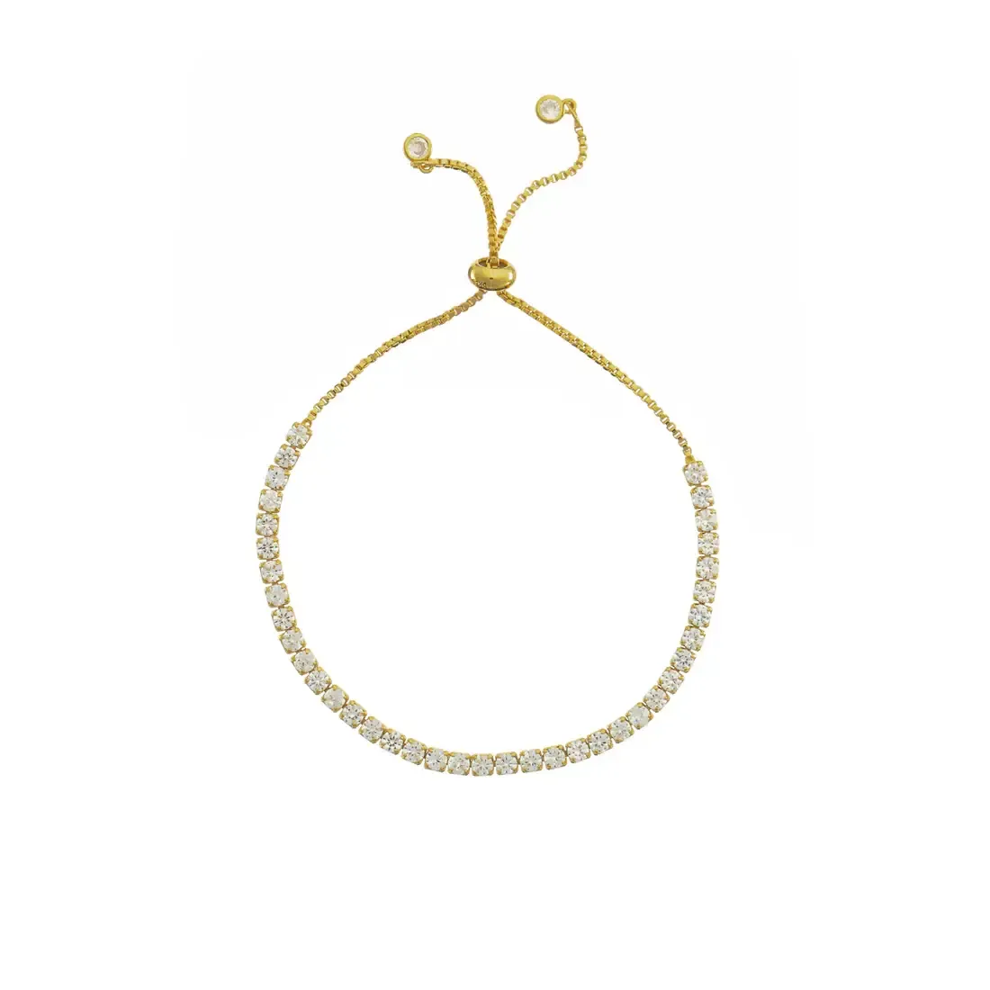 Tennis Bracelet with Pull Tie - Gold